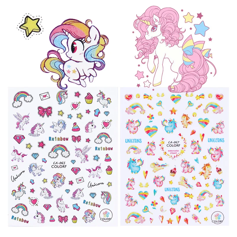 

1 Sheet 3D Nail Sticker Colorful Rainbow Star Heart Nail Art Adhesive Transfer Sticker Rainbow Decals Manicure