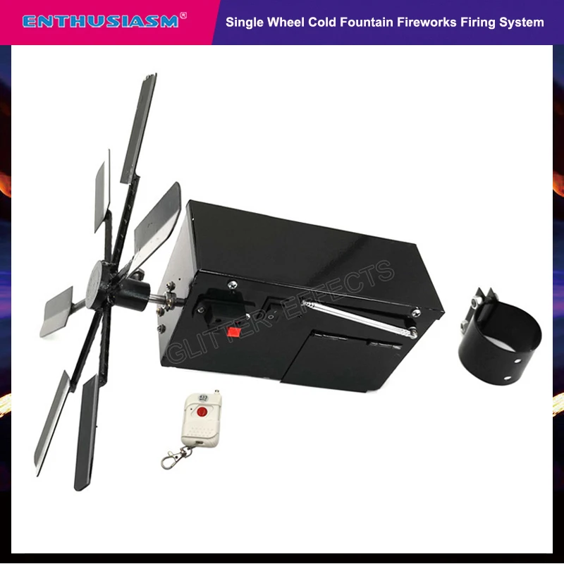 

Remote control single face wheel rotate windmill battery type stage cold fountain fireworks firing system