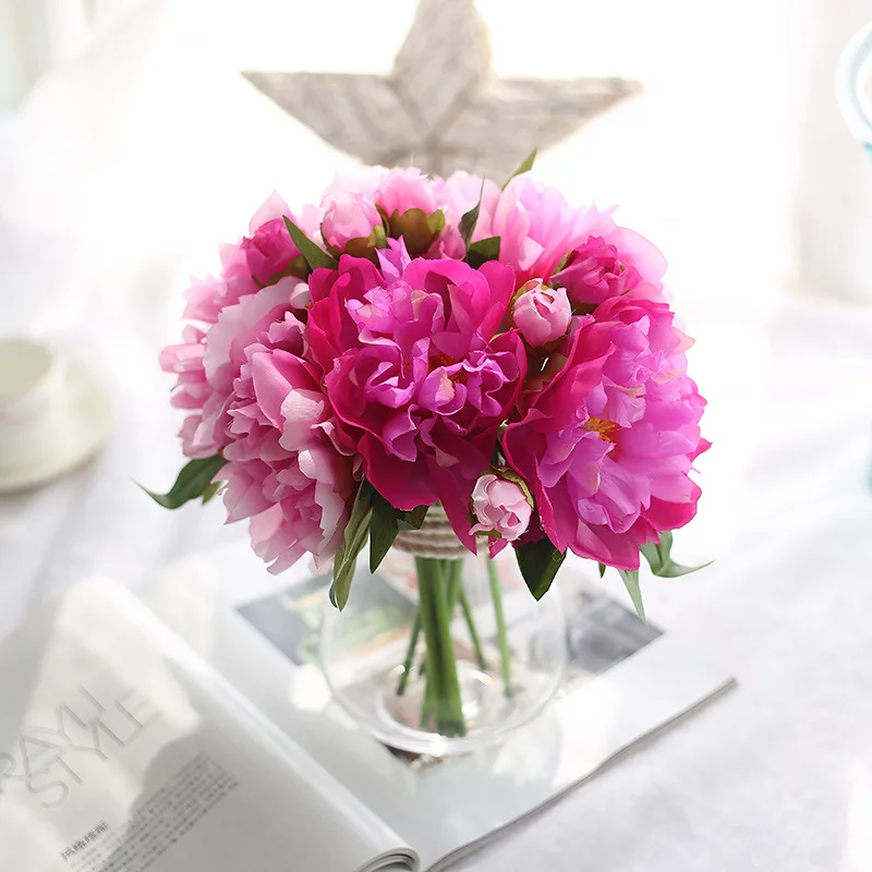 

Factory Silk Peony Bouquet Artificial Plants Simulation Flower Wall Home Decor Wedding Holding Fake Bride Peony Bouquet Flower