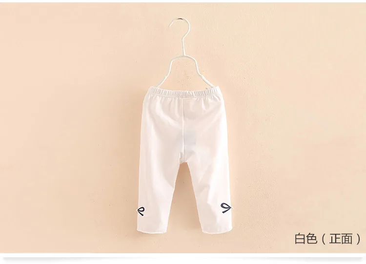 2018 Baby Kids Children Cotton Princess Cute Pretty Bow Print Pearl Knee Length Basic Capri Little Girls Leggings Summer (3)