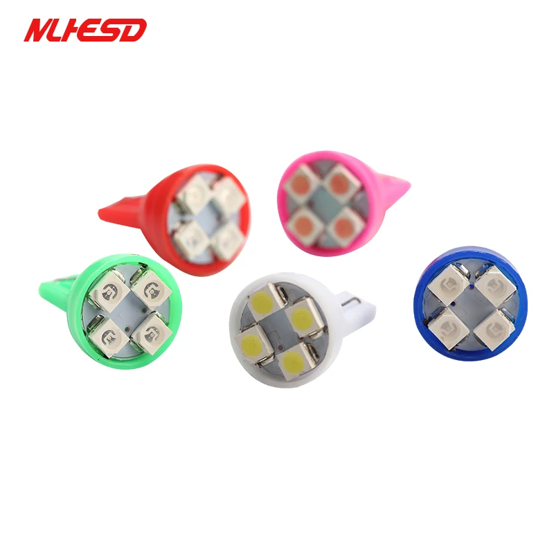 1000 шт. T10 4SMD Автомобильный светодиодный 1210 3528 клиновидный свет DC12v W5W 4 авто