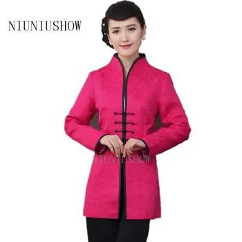 

High-Grade Jacquard cotton Chinese Tradition Style Long Jackets Elegant Slim Jacket Coat Tang Suit Tops Size M L XL XXL XXXL