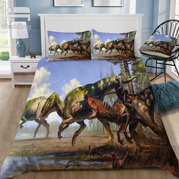 

Running Dinosaur 3D Bedding Set Printed Duvet Cover Set Queen King Twin Size