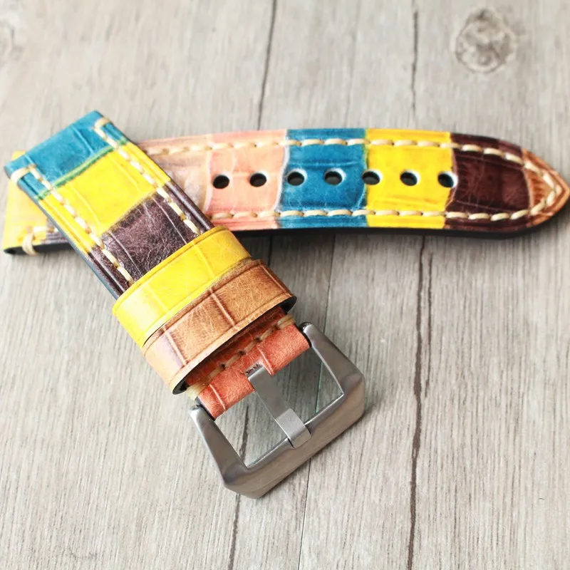 

Handmade New Arrive Personality 20mm 22mm 23mm 24mm Genuine Leather Strap Watchbands For PAM111 U-boat Pilot Watch Bracelet