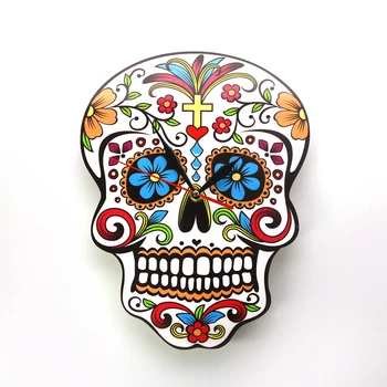 

Mexican Candy Sugar Skull Head Acrylic Wall Clock Modern Design Day of the Dead Printed Wall Clock Floral Skeleton Wall Watch
