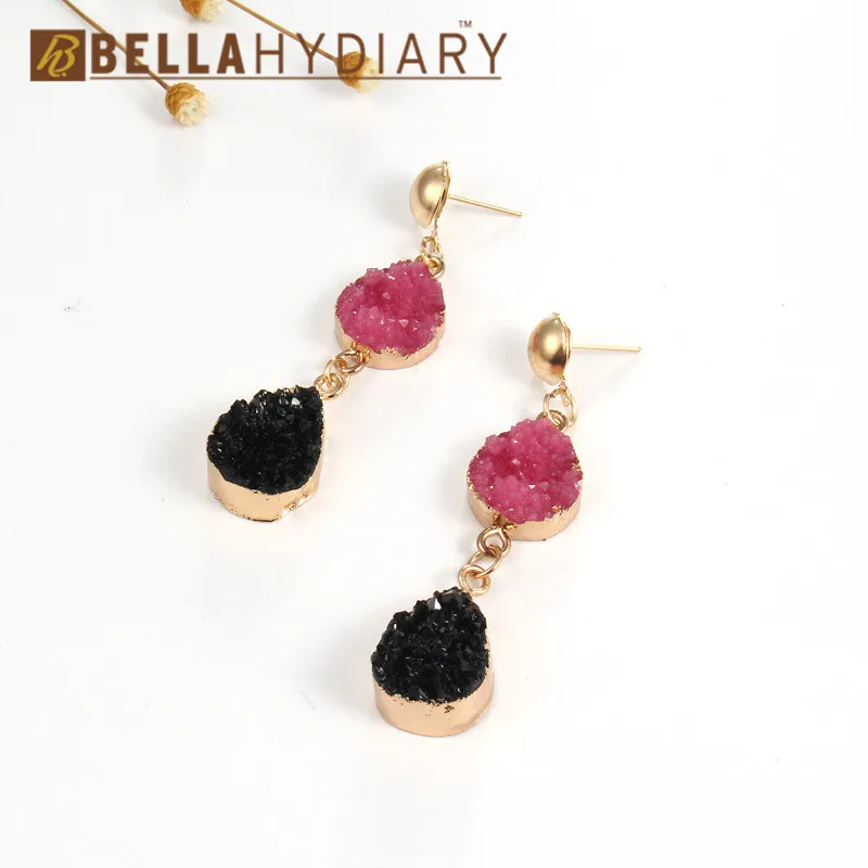 Druzy earrings resin earrings jewelry Ohrringe bijoux earings earring earing pendientes brinco big earrings vintage jewelry wedding earrings geometric earrings long earrings gifts for women korean earrin (2)