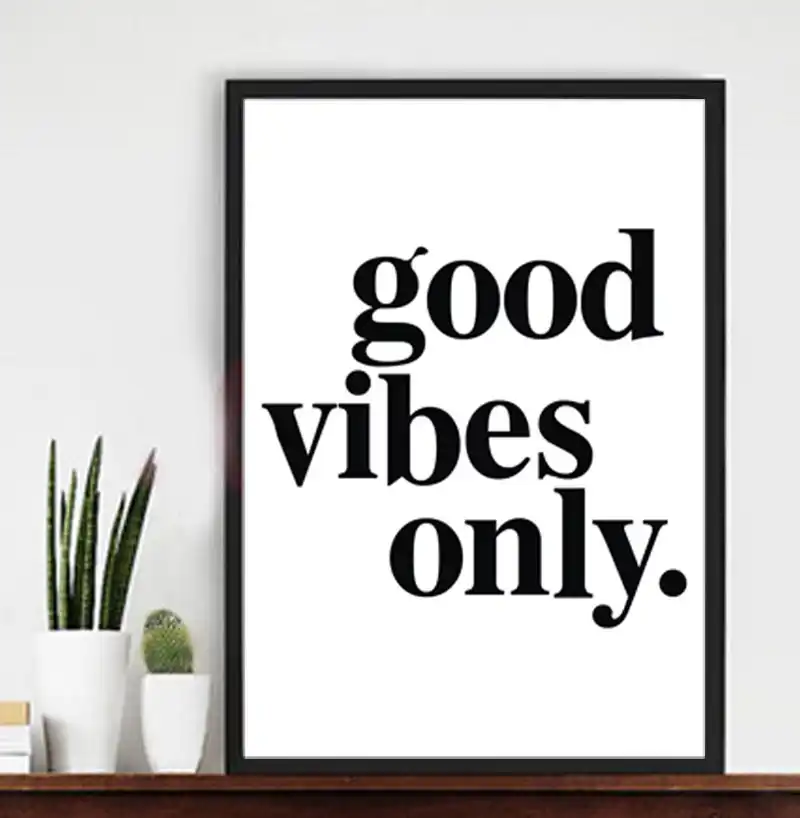 Inspiration Quotes Good Vibes Only Canvas Print Painting