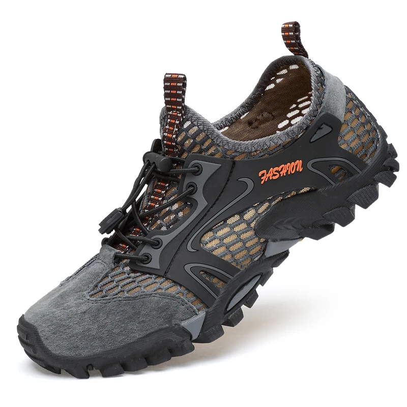 Аква обувь ультра-светильник быстросохнущие пляжные водные речные прогулочные летние мужские дышащие кроссовки уличная походная обувь для мальчиков - Цвет: Темно-серый