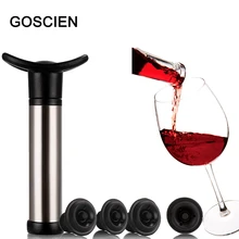 

GOSCIEN Stainless Steel Vacuum Wine Saver Wine Stopper Sealing Preserver Wine Drinks Bottle Hat Caps Silicone Wine Stoppers