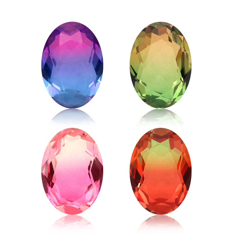 Hight Quality Glass crystal K9 Fancy stone Oval pointback Tourmaline Rhinestone Naked Diamond Crystal For DIY Jewelry Accessorie