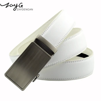

ZAYG Men belt white genuine leather belts men luxury brand belt designer 3.5cm belts for men automatic buckle man alloy buckle