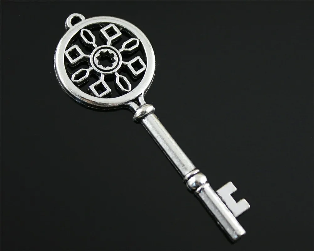 

3pcs Big Key Pendant Charm Large Key Charm Decorative Key Charm For Jewelry Making 2 Colors Plated Jewelry Accessories 70x25mm