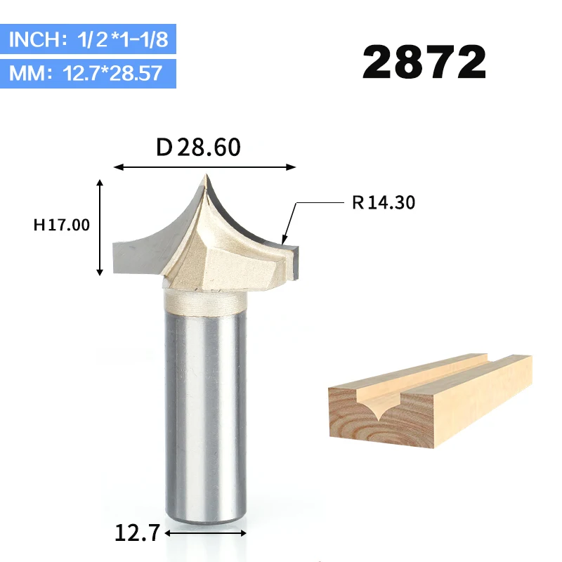HUHAO 1 шт. 1/" 1/2" хвостовик деревообрабатывающий резак двойная фреза для отделки кромки биты для карбида дерева деревообрабатывающие гравировальные инструменты резьба бит - Длина режущей кромки: 2872