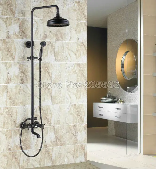 Noir Bronze Huilé Double Poignée Salle De Bains Douche Mélangeur ... Noir Bronze Huilé Double Poignée Salle De Bains Douche Mélangeur ...