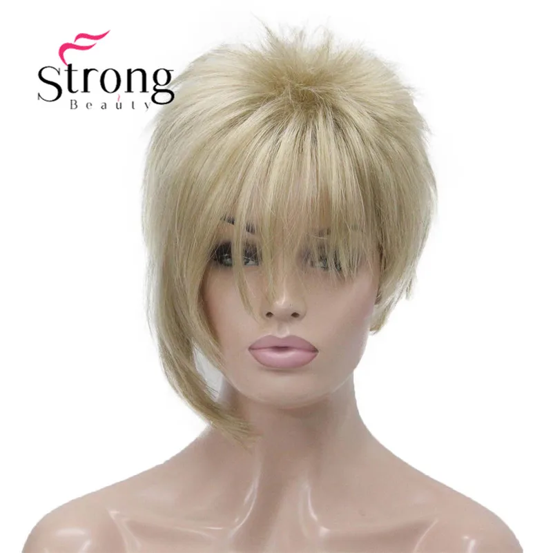 StrongBeauty Асимметричные боковые пряди блондинка короткие прямые синтетические волосы парик выбор цвета