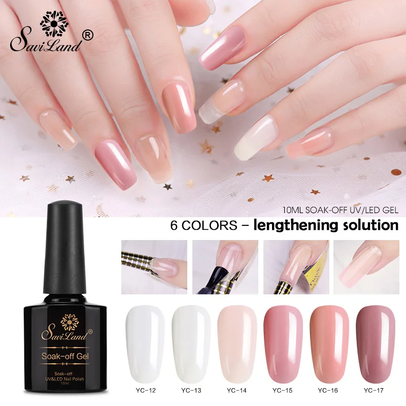 

Saviland Poly Gel 10ml Extension Builder Gel Varnish French Nails Art Manicure Tips Crystal Jelly Gum Hard Gel Polish 6 Colors