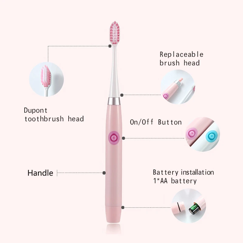 Электрический Teethbrush сменные насадки для щёток для взрослых Батарея зубы щеткой Водонепроницаемый Беспроводной зубные щетки Для женщин для здоровья и гигиены полости рта