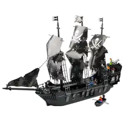 Пираты Карибского моря черный жемчуг черная борода корабль набор строительные блоки детские развивающие масштабные лодочные кирпичи