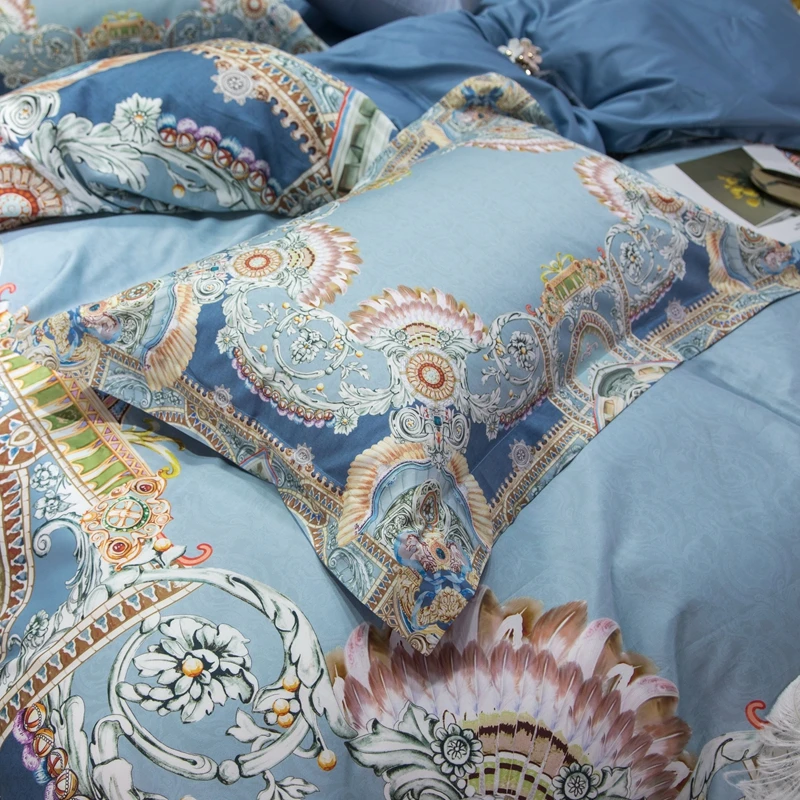 Waliicorners 60S Egyptian Cotton Royal Luxury Bedding set King Queen Size boho Bed set Duvet Cover Bedsheet set parrure de lit 32 3