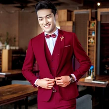 Свадебные смокинги для мужчин брендовый элегантный костюм в винтажном стиле для выпускных, свадеб пиджак+ жилет+ брюки
