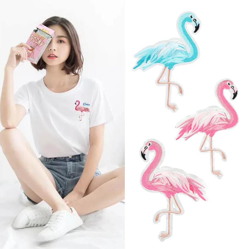 

Supplementary embroidery lace small fresh Flamingo embroidery cloth pasted with star tide brand embroidery DIY subsidy cloth