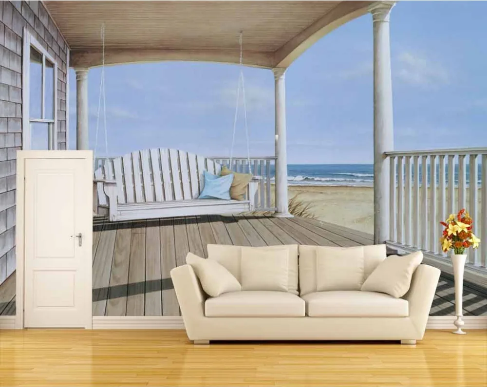 Waterproof Self-adhesive Wallpaper Backdrop Wall Sticker Mural Living Room Decal Balcony View | Дом и сад