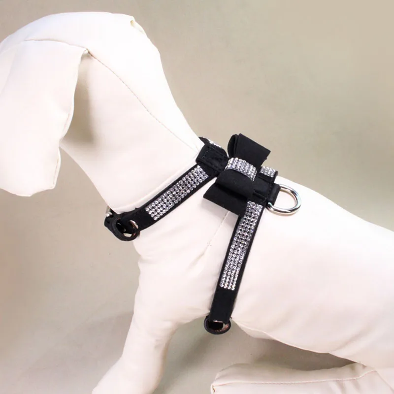 Shining drilling diamond bow pet chest harness Korea Velvet dog harness