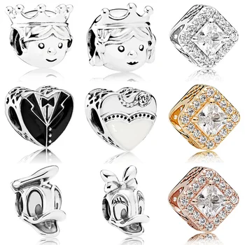 

Authentic 925 Sterling Silver Charm Duck Dress Heart Glaze Crystal Beads For Original Pandora Charm Bracelets & Bangles Jewelry