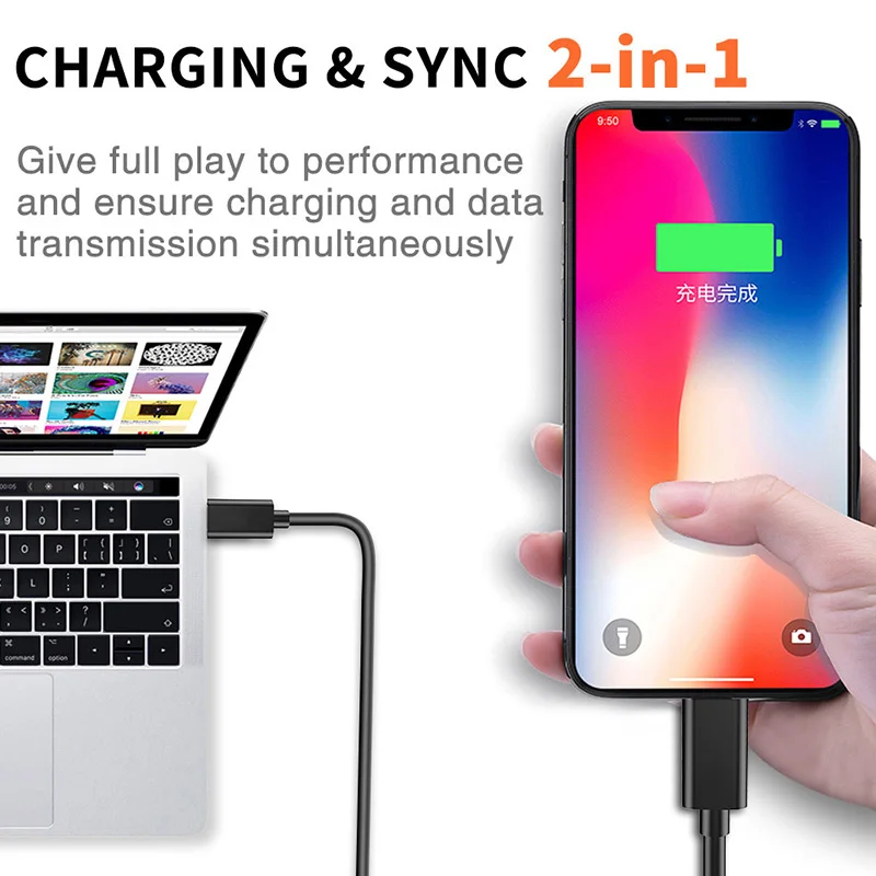 صخرة الهاتف المحمول USB كابلات ل فون 2.4A أسرع كابل الشاحن ل شاحن آيفون مزامنة بيانات الحبل ل فون X باد البسيطة أكثر