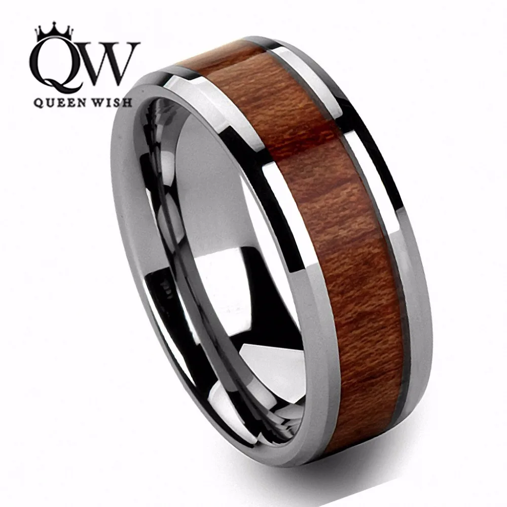 queenwish mens wedding bands 8mm vintage hawaiian koa wood inlay silver tungsten ring infinity eternity ring - Cheap Mens Wedding Rings queenwish mens wedding bands 8mm vintage hawaiian koa wood inlay silver tungsten ring infinity eternity ring - Cheap Mens Wedding Rings