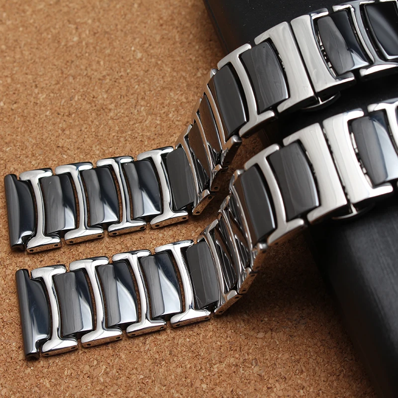 Black Ceramic Straight end Watchband common watch accessories band