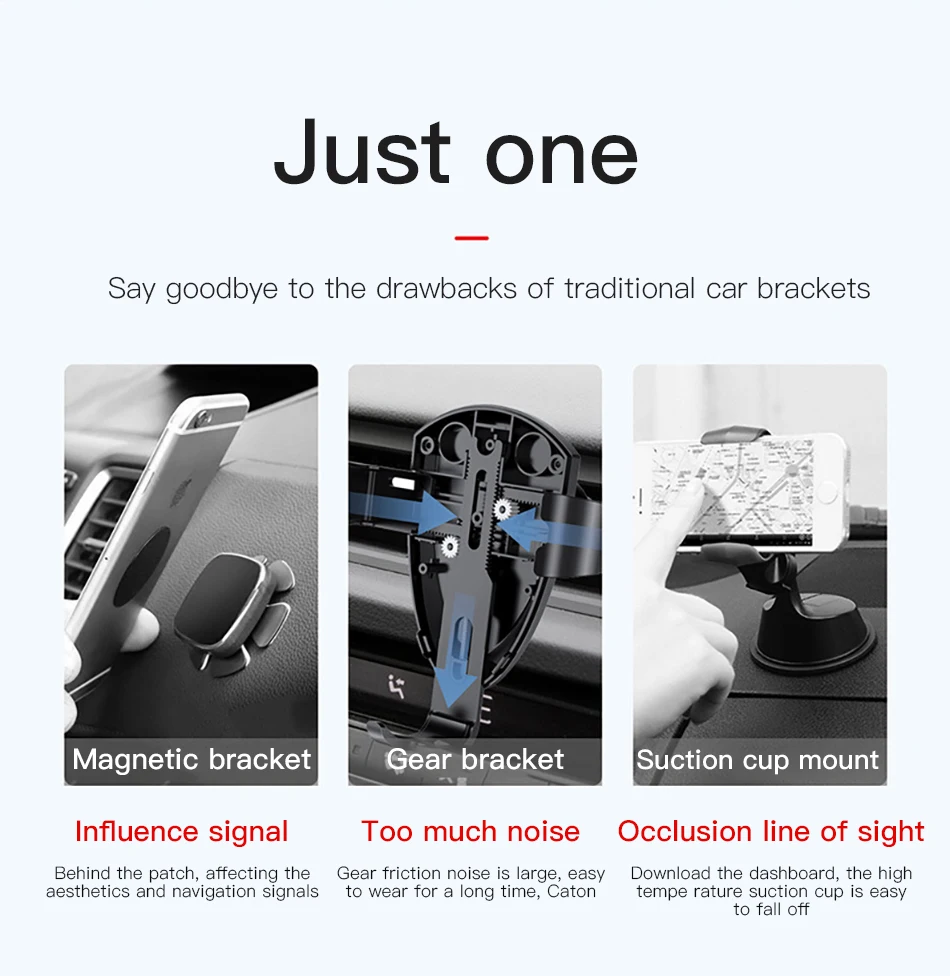 !ACCEZZ Gravity Car Phone Holder Air Vent Mount Clip For iPhone XS Universal Mobile Phone Stand Support GPS in Car Auto Bracket (2)