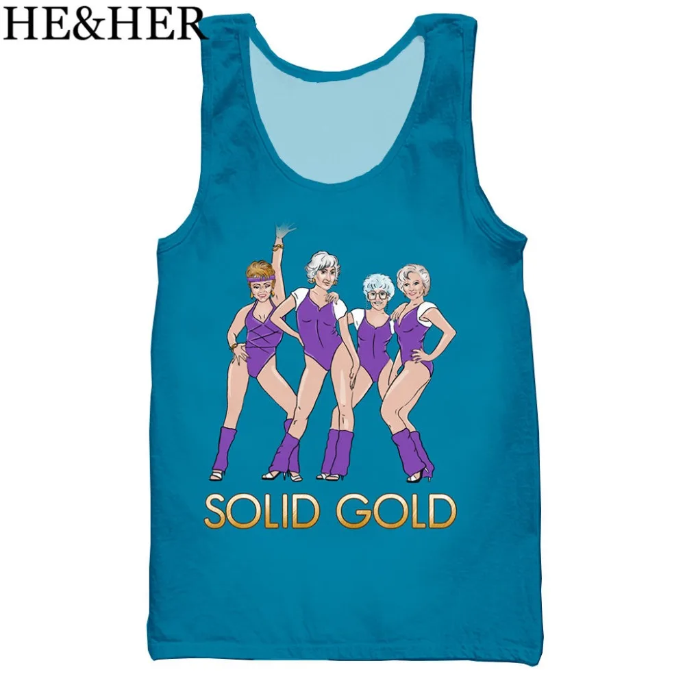 Мультфильм Золотой девушки 3D Печатный Танк топ для мужчин Мода прохладное лето майка работа мужчины женские Топы Холтер майка