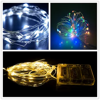 

3AAA Battery Powered 10M 100Leds Silver Led Copper Wire String Light Decorative Fairy Lights
