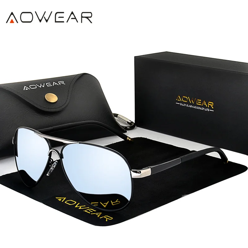 Солнцезащитные очки AOWEAR поляризационные мужские зеркальные солнечные для