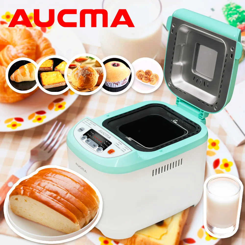 Aucma Bread Maker Machine Automatic Stainless Steel Green Jam Yogurt