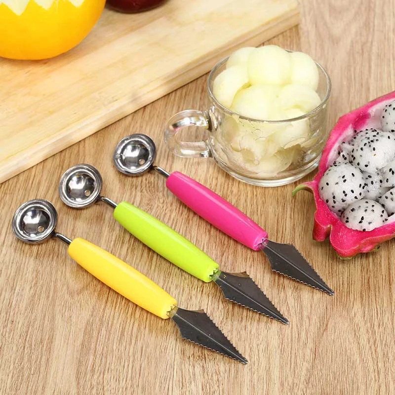 Creative Metal Fruit Vegetable Tools Digging Melon Scoop Spoon Baller Engraving Kitchen
