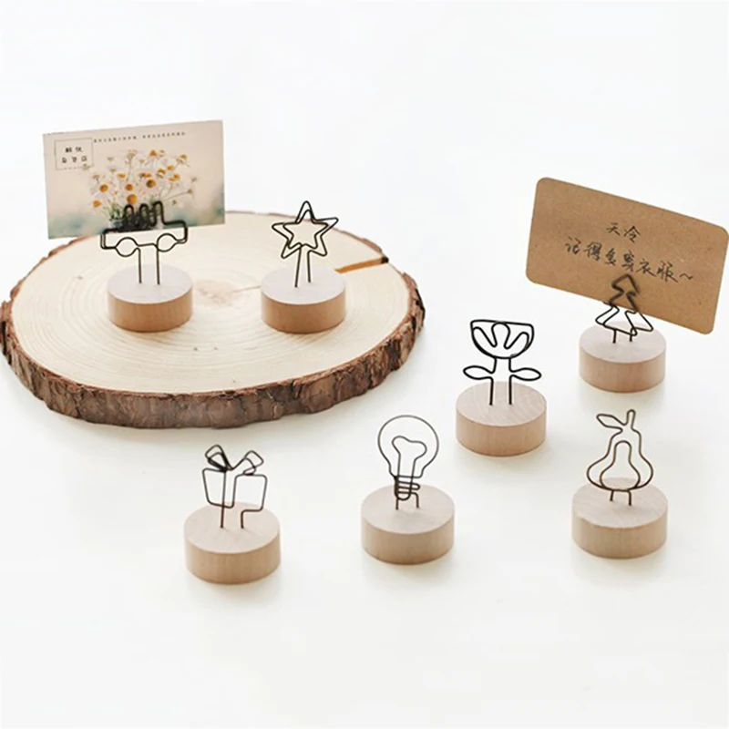

NEW 4CM Creative Round Wooden Note Picture Frame Clip Table Number Wedding Photo Holder Photo Clip Memo Name Card Pendant Holder