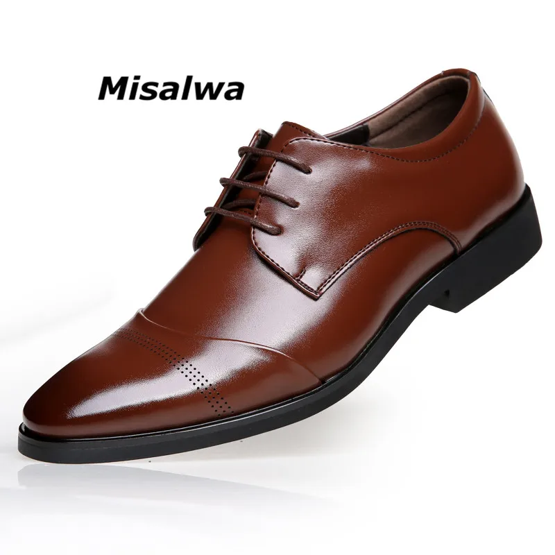 

Misalwa Hot Sale Big Size 5-12 Men 's Business Workplace Formal Derby Shoes Black Pointed Toe Elegant Shoes Zapatos Hombre