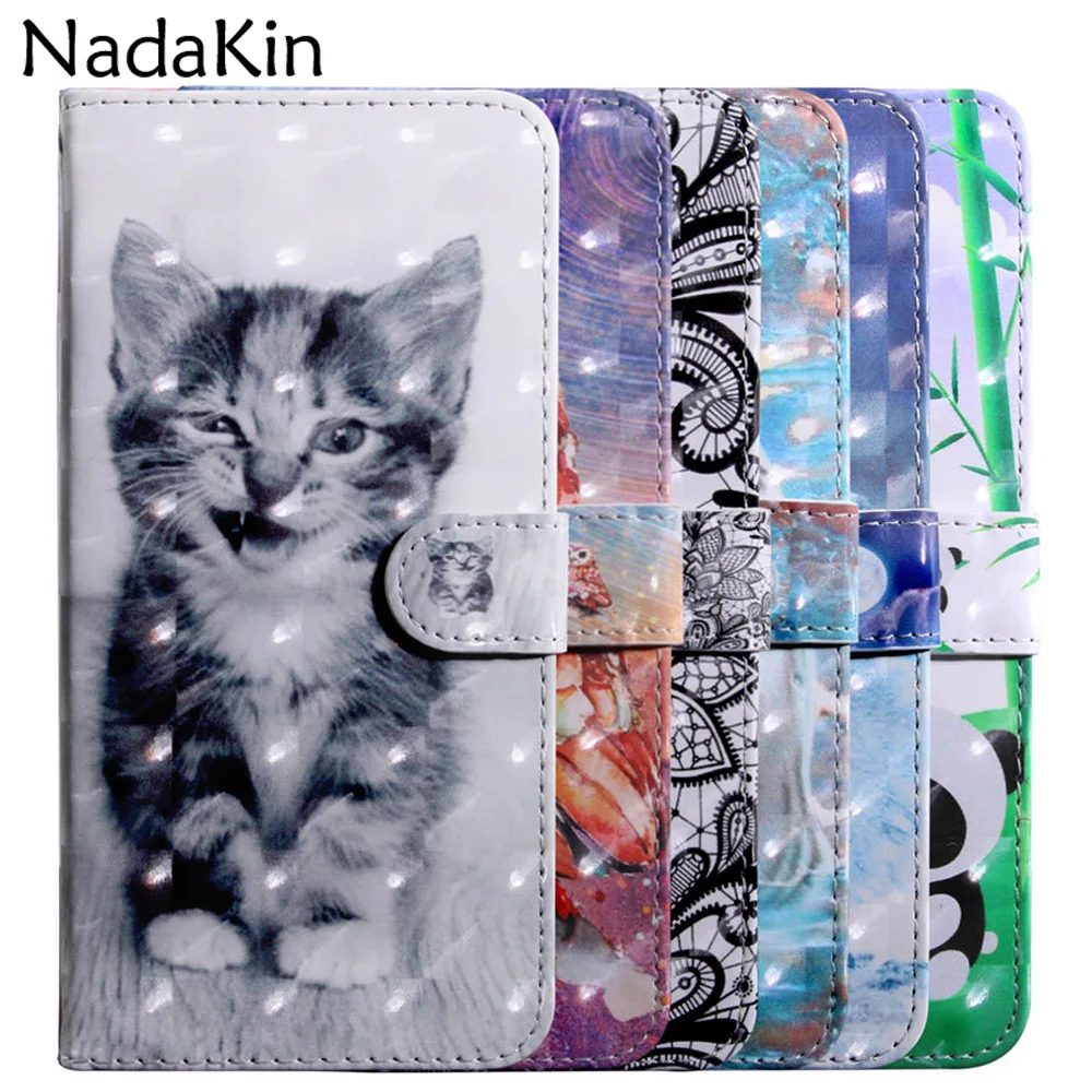 

3D Painted Flip Book Leather Case Wallet Shell For Huawei P30 Lite Nova 4E 4 Y6 Y7 2019 Y5 2018 Honor 8A 8C View 20 With Strap