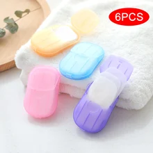 6 пачек одноразовое мыло в коробке бумажные листы ароматизированные портативные путешествия Ручная стирка- MS