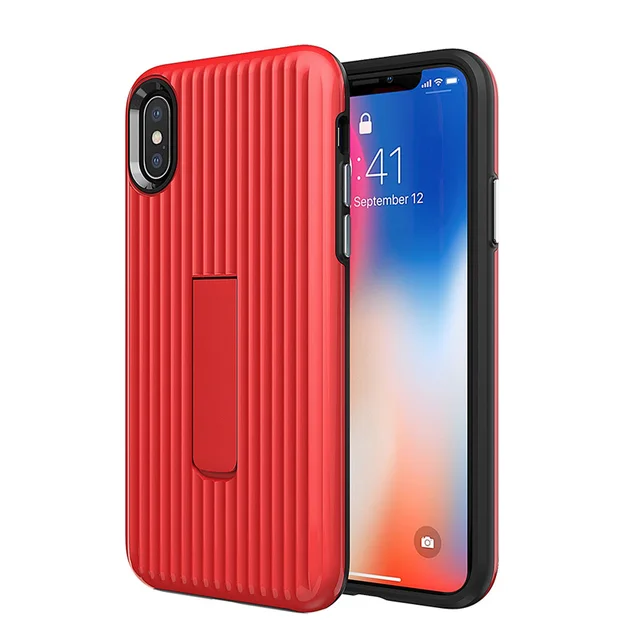 For iPhone X Case Luggage Carrier Design with Kickstand TPU+PC 2 in 1