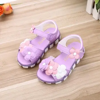 

Children's Sandal for Girls 2019 Summer Fashion Child Beach Sandals Flowers Pink Girls Princess Sandals