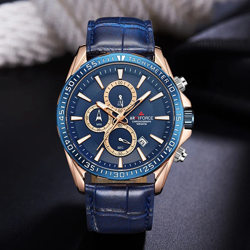 Mens Watchs New Brand ARMIFORCE Men's Army Military Sport Watches Male Leather Waterproof Date Quar