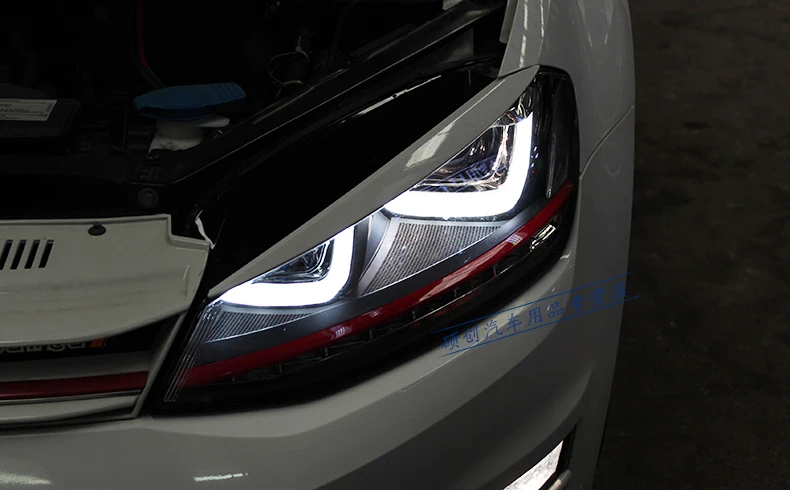 Автомобильный Стильный чехол на головную лампу для VW Golf 7 Красный светодиодный головной светильник s VW Golf7 MK7 DRL Дневной ходовой светильник Bi-Xenon HID