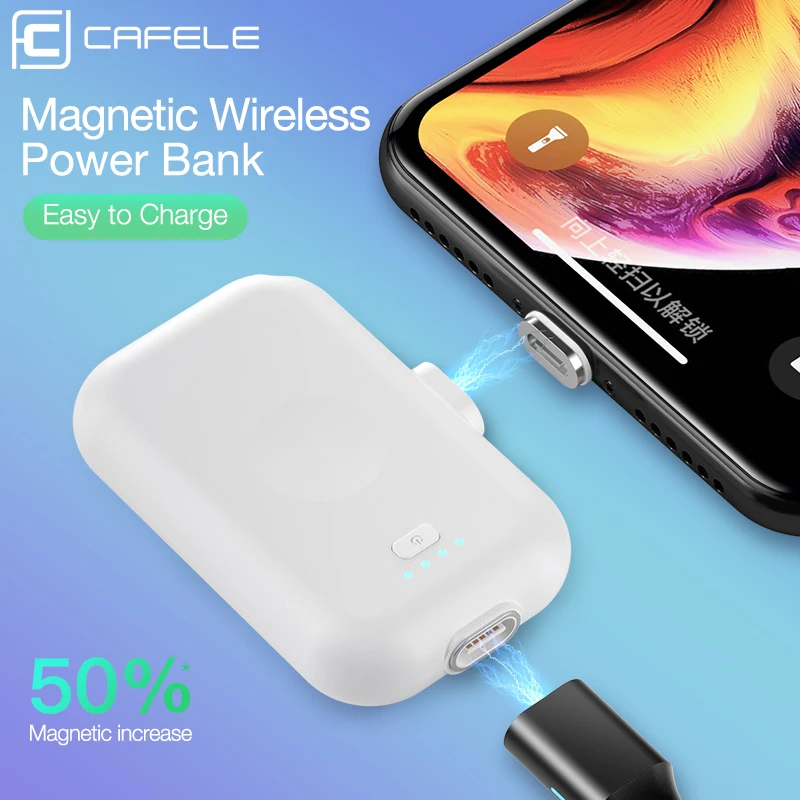 

CAFELE Magnetic Power Bank Wireless External Battery Charger For iPhone Micro USB Type C Portable Mini Magnet Charger Power Bank