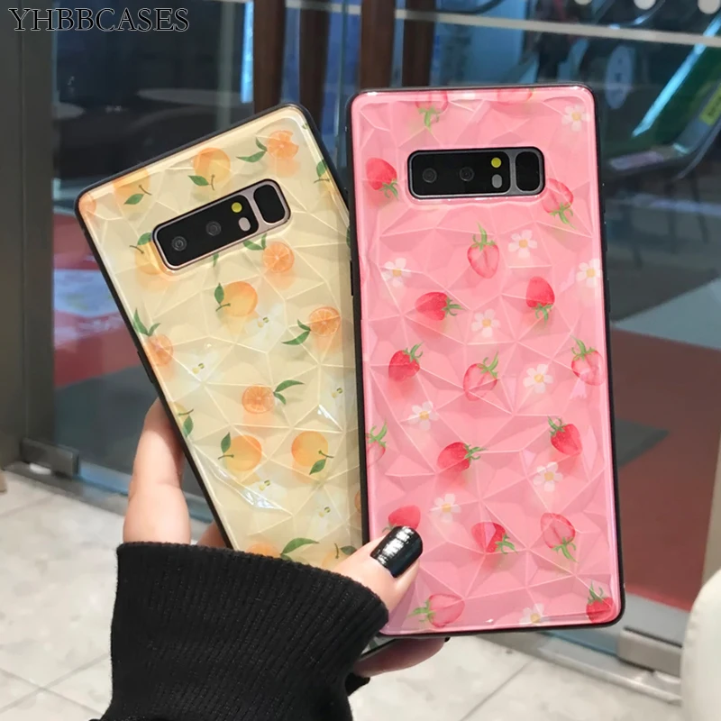 YHBBCASES для samsung Note 8 9 чехол для телефона с рисунком клубники лимона 3D чехол с алмазным узором для samsung Galaxy S8 S9 S10 Plus