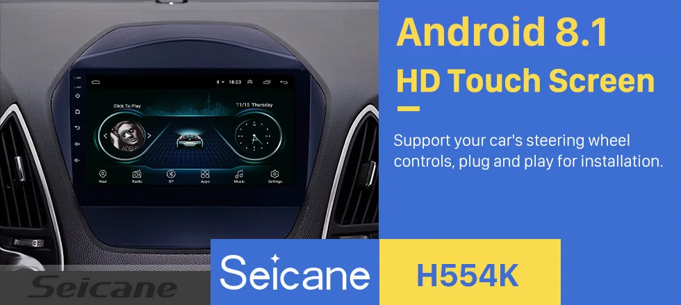 Seicane автомобильный " HD Android 8,1 стерео для hyundai IX35 2009 2010 2011- с gps Sat Bluetooth навигация wifi USB 1080P сенсорный экран