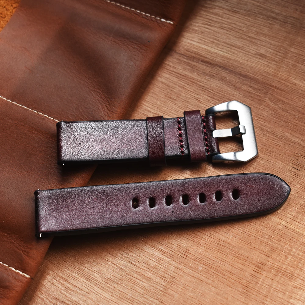 Handmade Genuine Leather Watch Strap High Leather Replacement Wristband 20mm/22mm/24mm Five Colors Optional Quick Release