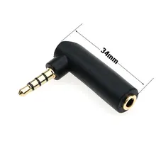 

cltgxdd 1-10Pcs Gold 3.5mm 4 Pole Stereo 90Degree Right Angle Female to 3.5mm Male Audio Plug L Shape Jack Adapter Connector